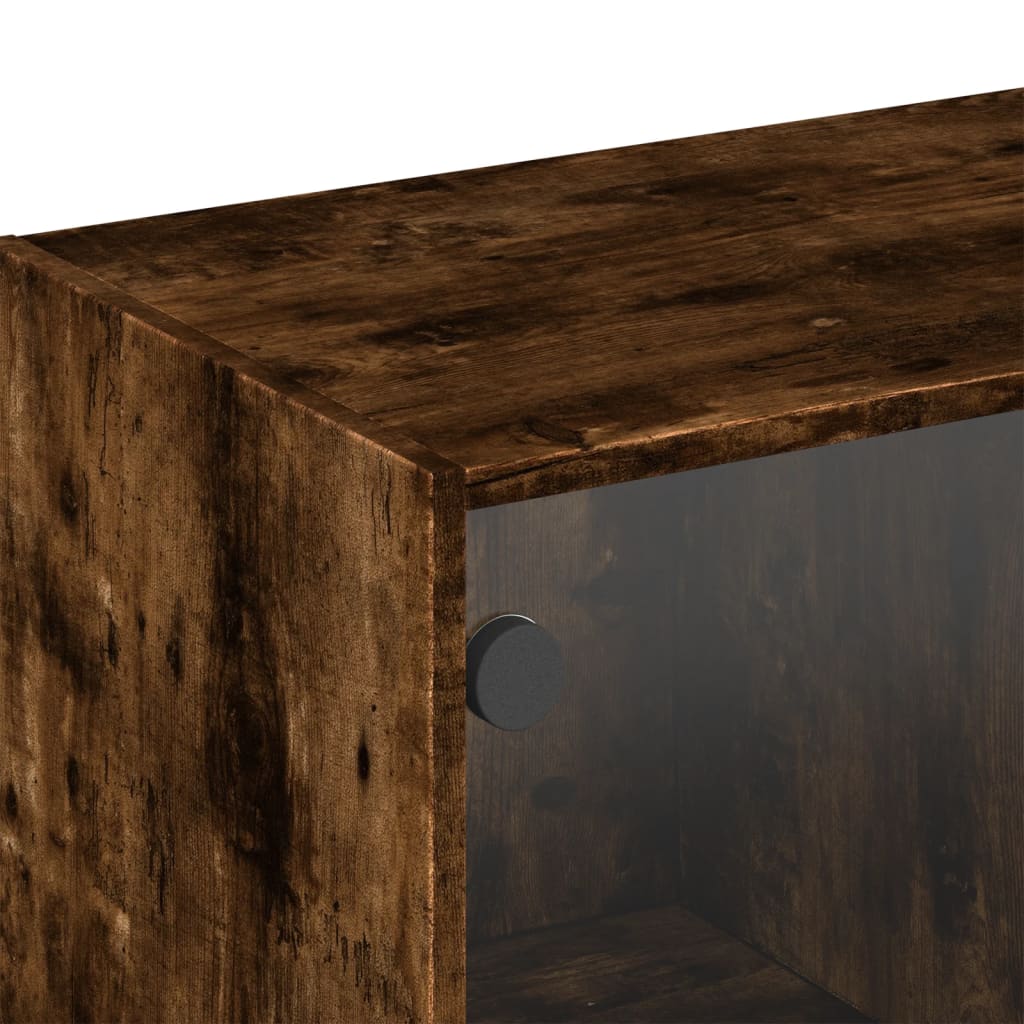 Armoire murale avec portes en verre chêne fumé 102x37x35 cm