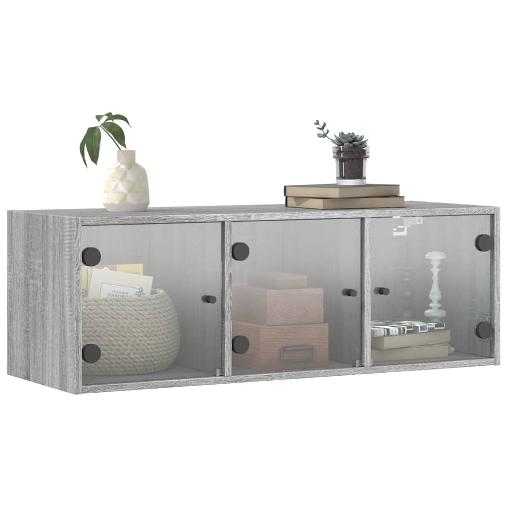 Armoire murale avec portes en verre sonoma gris 102x37x35 cm