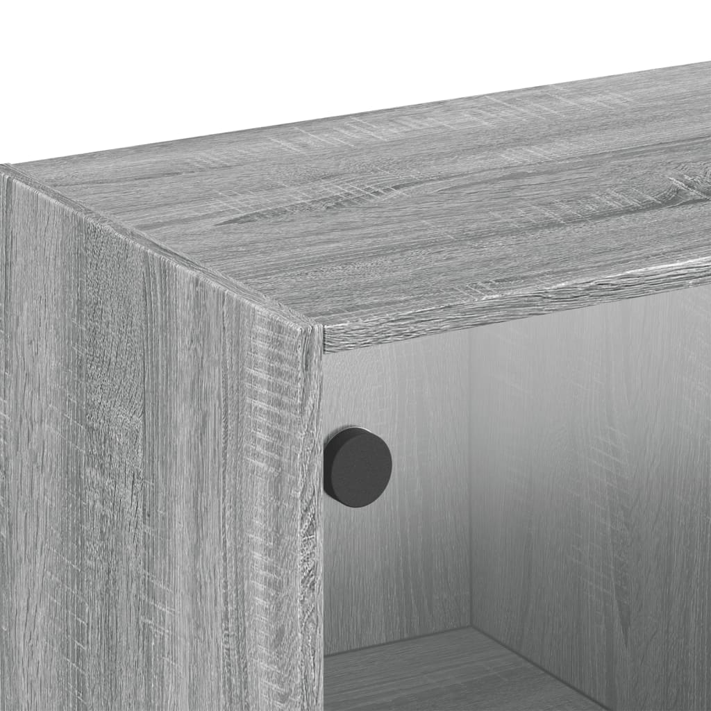 Armoire murale avec portes en verre sonoma gris 102x37x35 cm