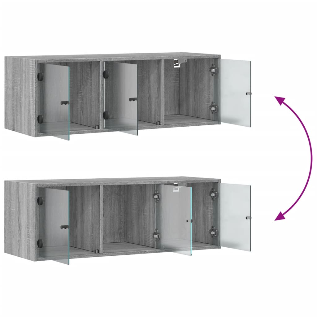 Armoire murale avec portes en verre sonoma gris 102x37x35 cm