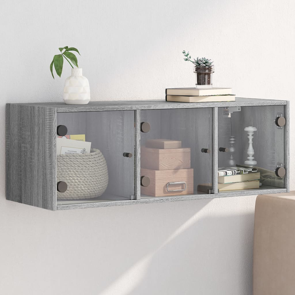 Armoire murale avec portes en verre sonoma gris 102x37x35 cm