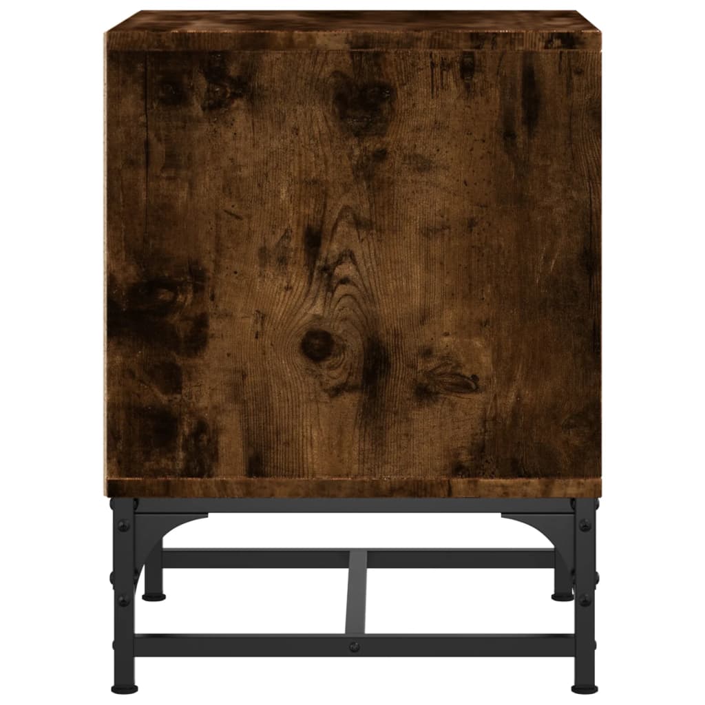Tables de chevet et portes vitrées 2 pcs chêne fumé 35x37x50 cm
