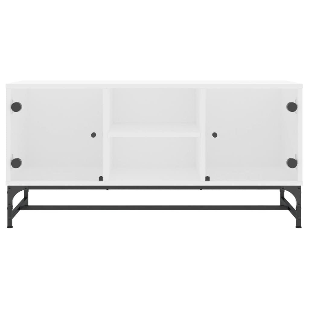 Meuble TV avec portes en verre blanc 102x37x50 cm - XIOS