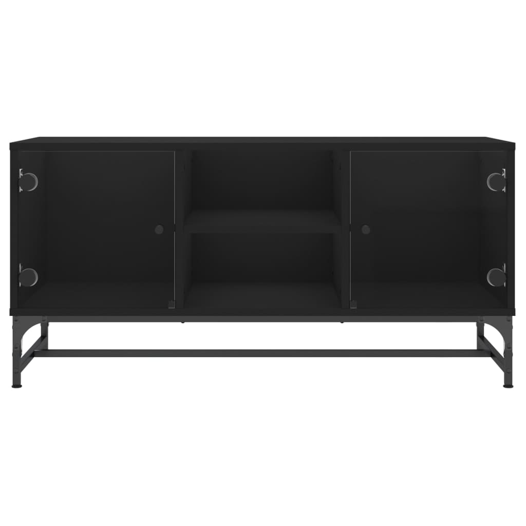 Meuble TV avec portes en verre noir 102x37x50 cm Meubles TV vidaXL