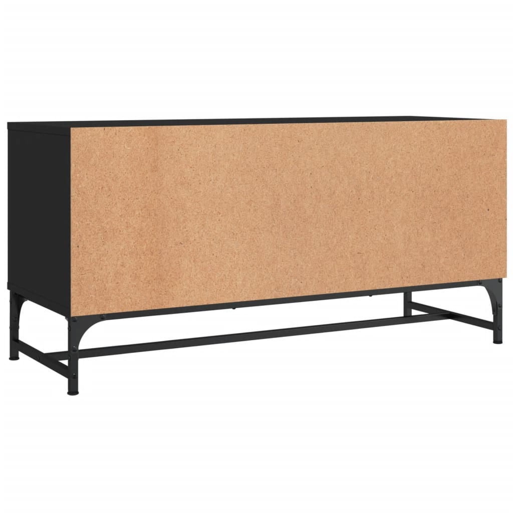 Meuble TV avec portes en verre noir 102x37x50 cm Meubles TV vidaXL