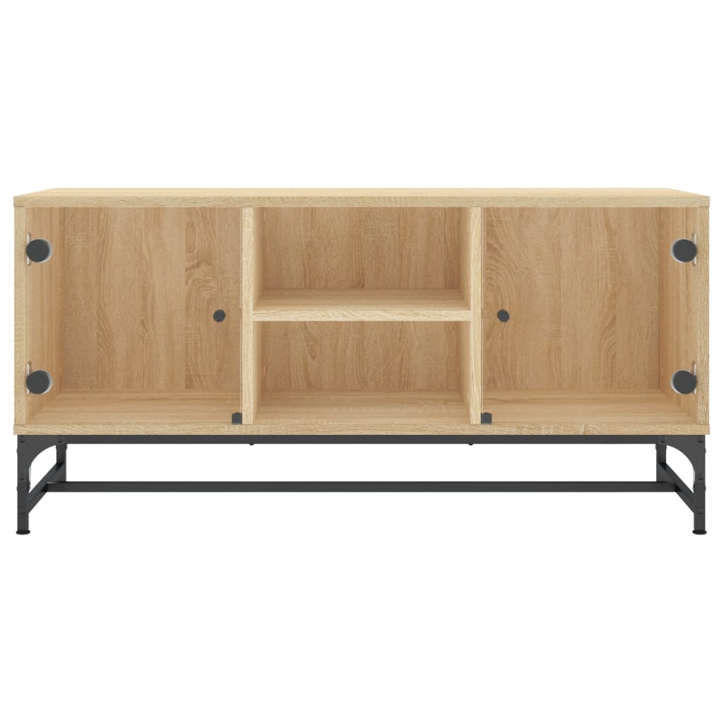 Meuble TV avec portes en verre chêne sonoma 102x37x50 cm - XIOS