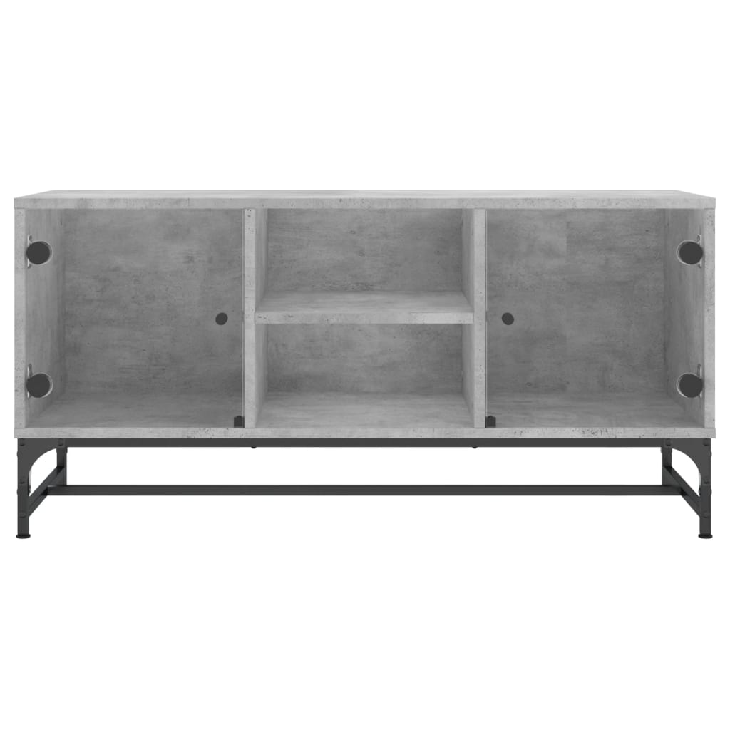 Meuble TV avec portes en verre gris béton 102x37x50 cm - XIOS