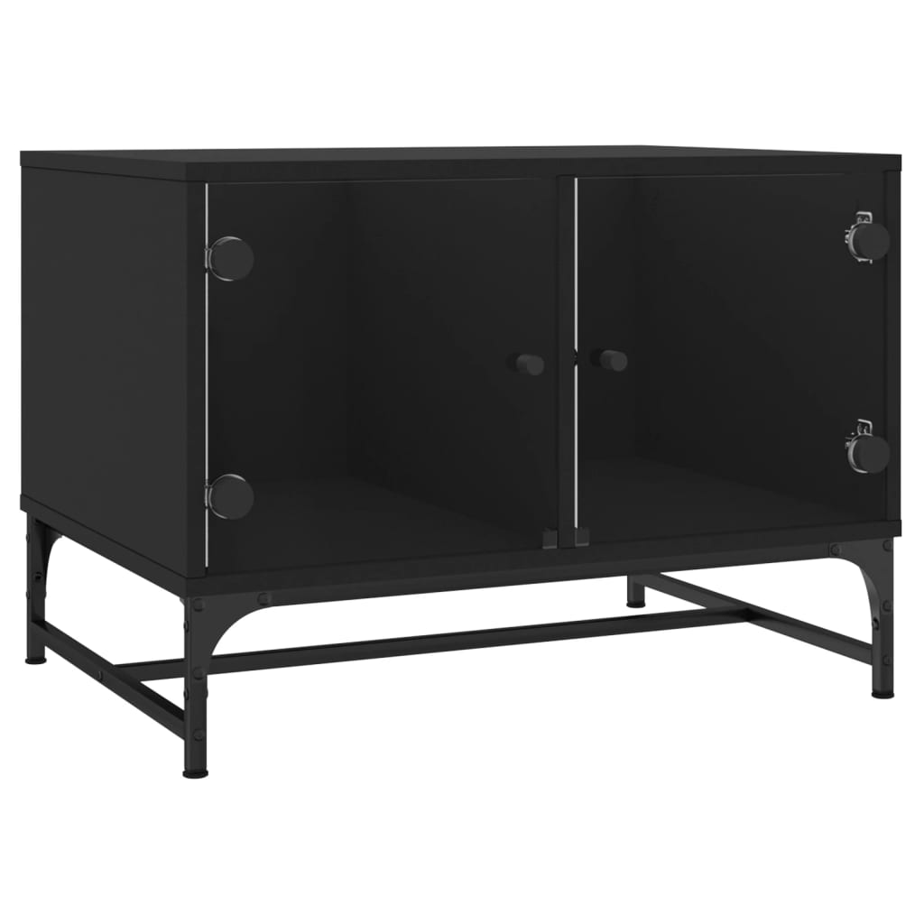 Table basse avec portes en verre noir 68,5x50x50 cm - XIOS