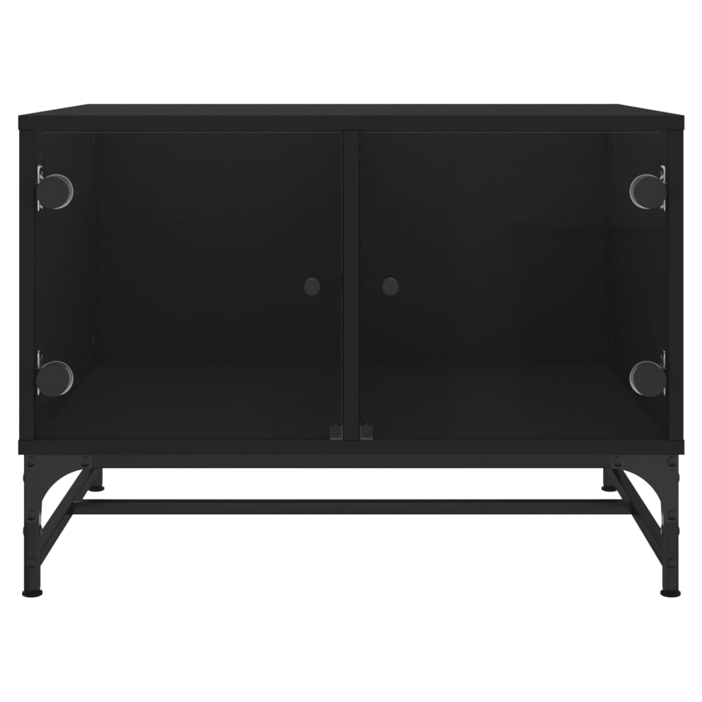 Table basse avec portes en verre noir 68,5x50x50 cm - XIOS