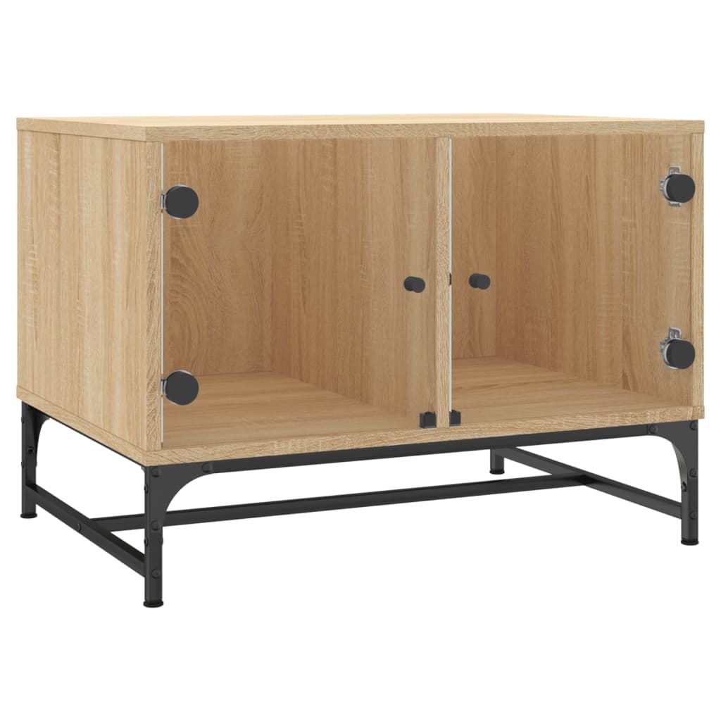 Table basse avec portes en verre chêne sonoma 68,5x50x50 cm - XIOS