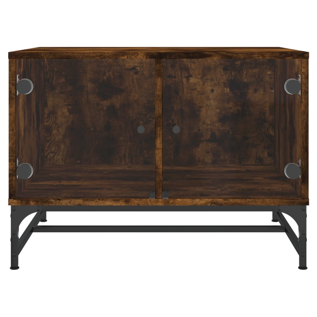 Table basse avec portes en verre chêne fumé 68,5x50x50 cm - XIOS