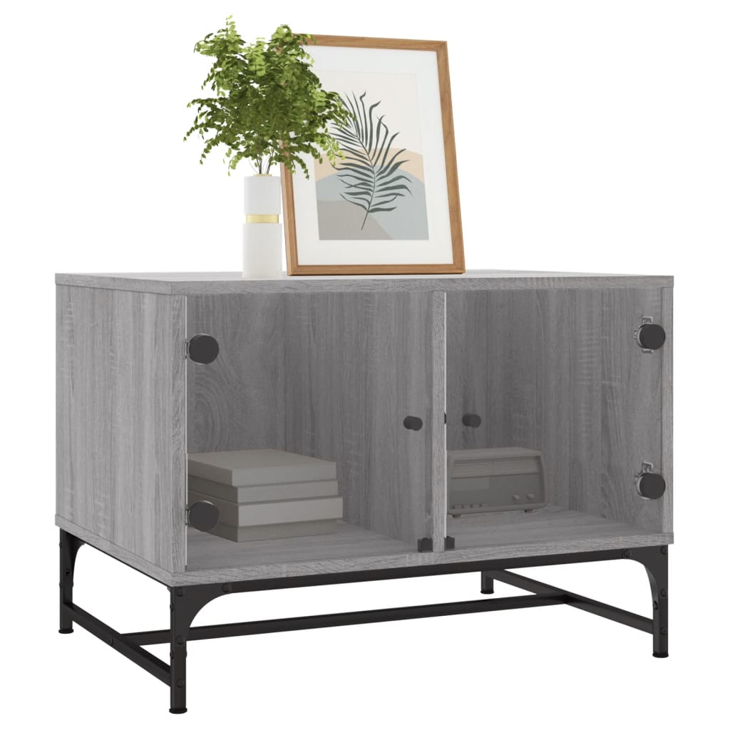 Table basse avec portes en verre sonoma gris 68,5x50x50 cm - XIOS