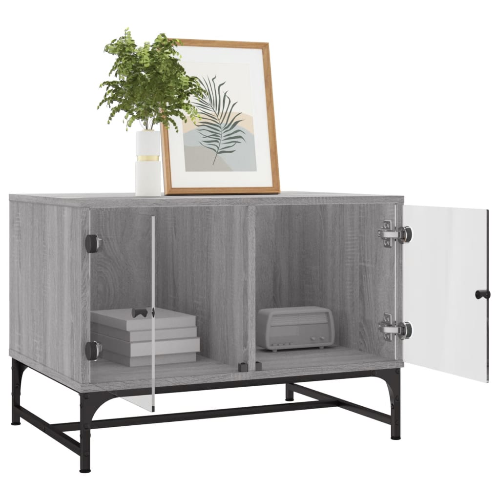 Table basse avec portes en verre sonoma gris 68,5x50x50 cm - XIOS