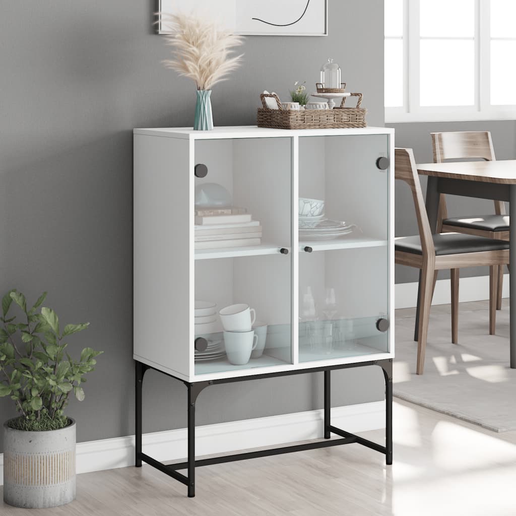 Armoire latérale avec portes en verre blanc 69x37x100 cm - XIOS