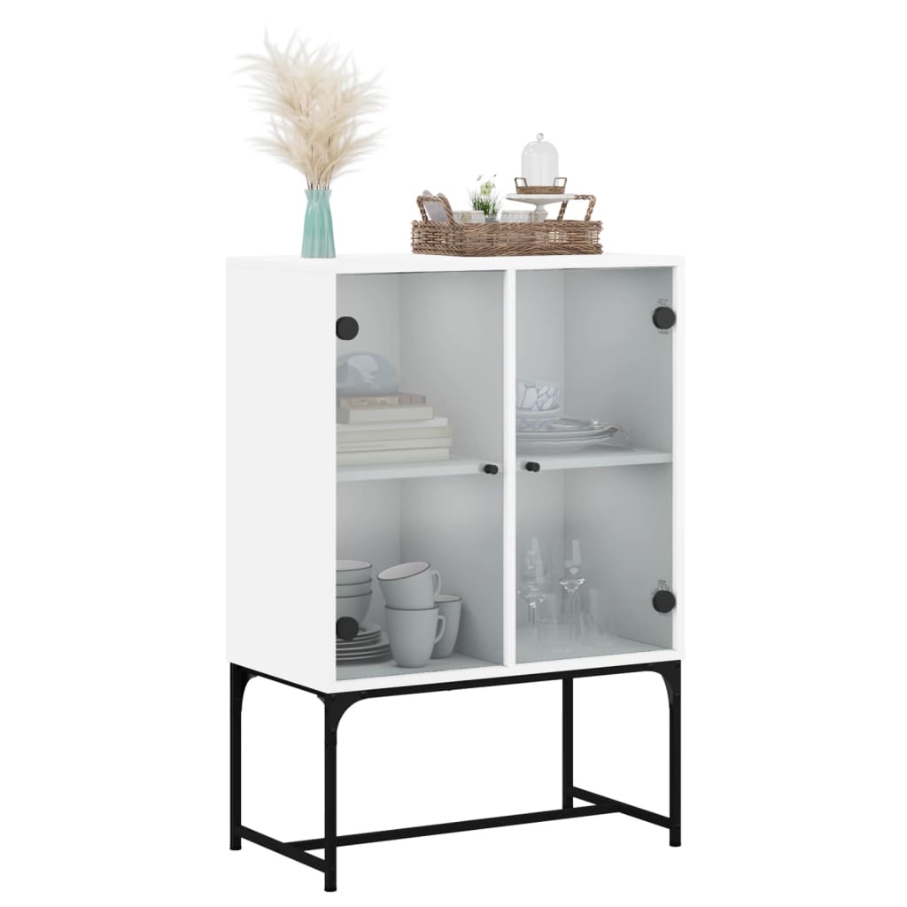 Armoire latérale avec portes en verre blanc 69x37x100 cm - XIOS