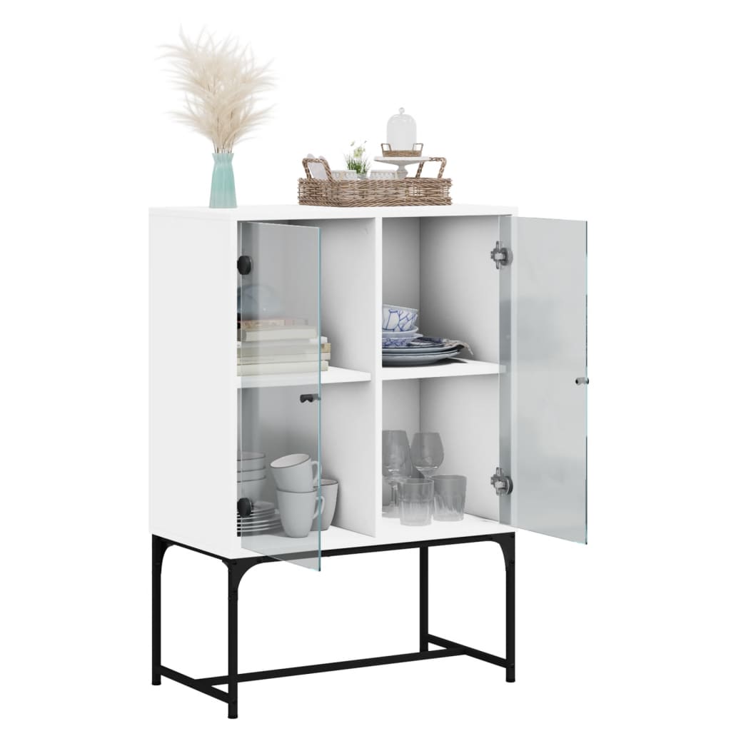Armoire latérale avec portes en verre blanc 69x37x100 cm - XIOS