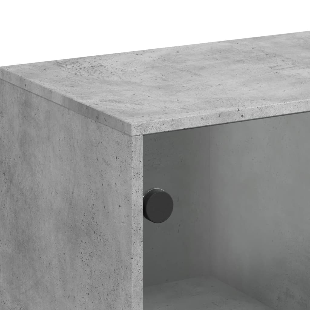 Armoire latérale avec portes en verre gris béton 69x37x100 cm - XIOS