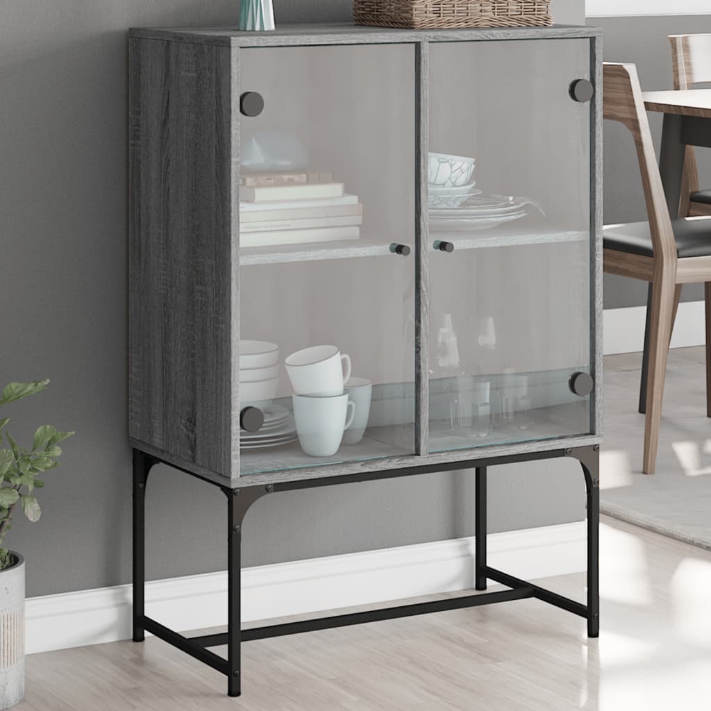 Armoire latérale avec portes en verre sonoma gris 69x37x100 cm - XIOS