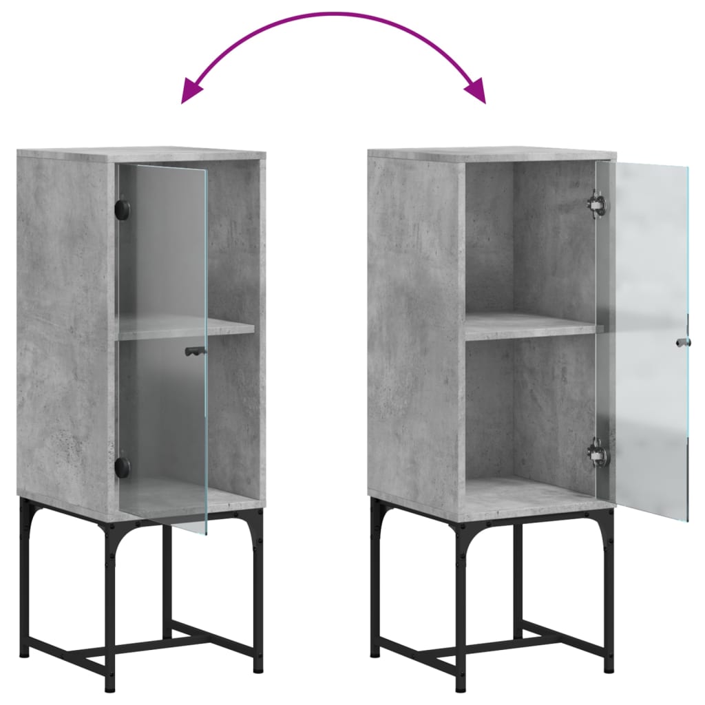 Armoire latérale avec porte en verre gris béton 35x37x100 cm - XIOS