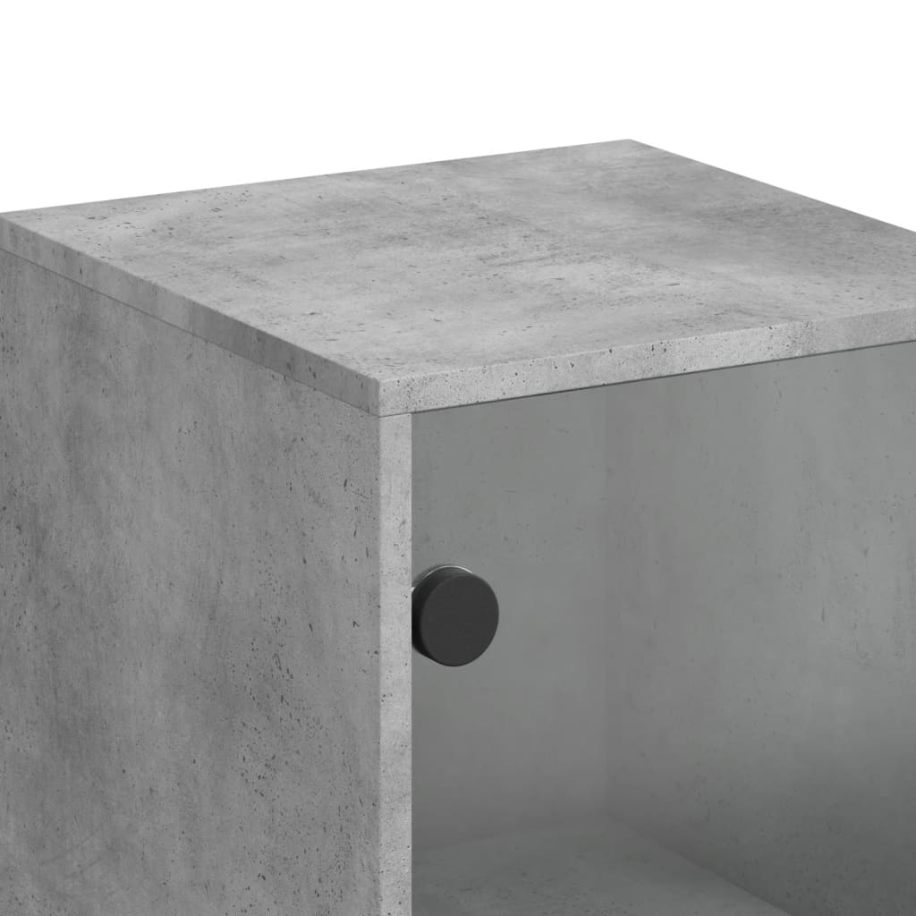 Armoire latérale avec porte en verre gris béton 35x37x100 cm - XIOS