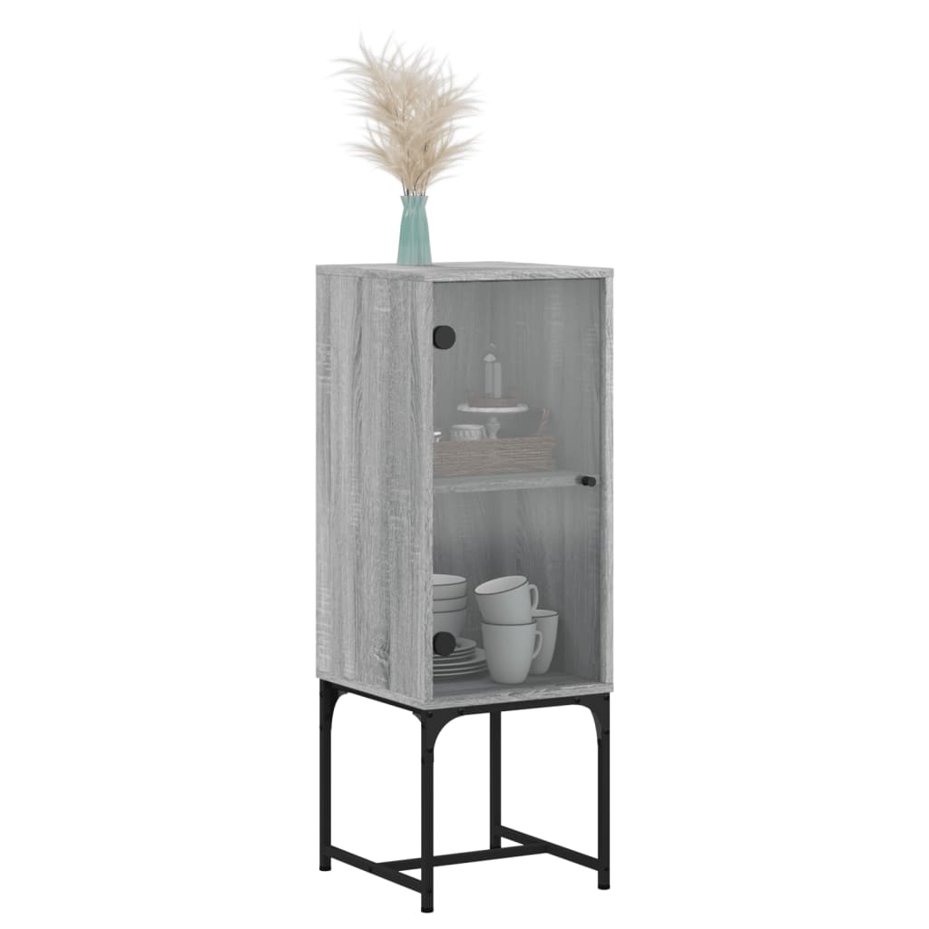 Armoire latérale avec porte en verre sonoma gris 35x37x100 cm - XIOS