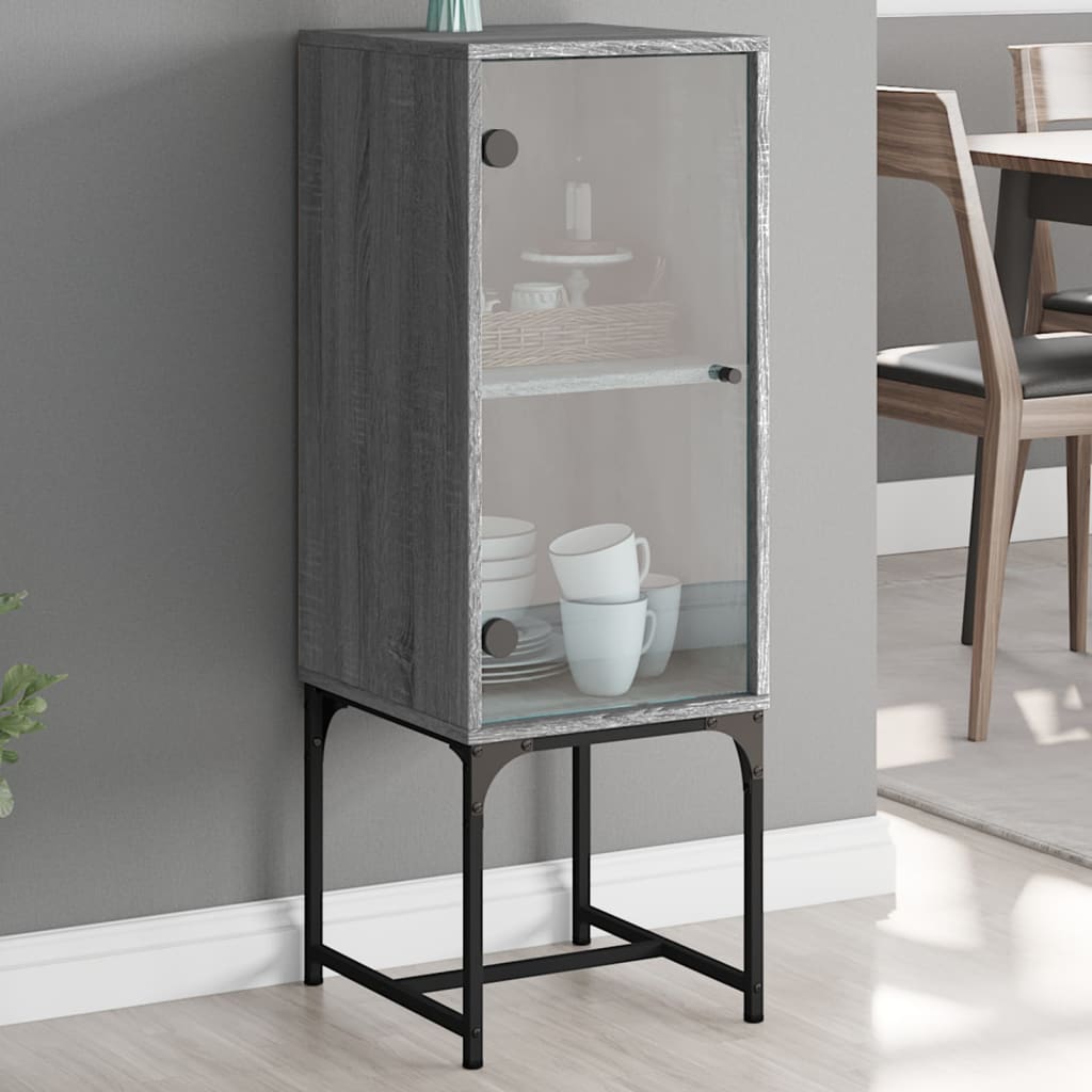 Armoire latérale avec porte en verre sonoma gris 35x37x100 cm - XIOS