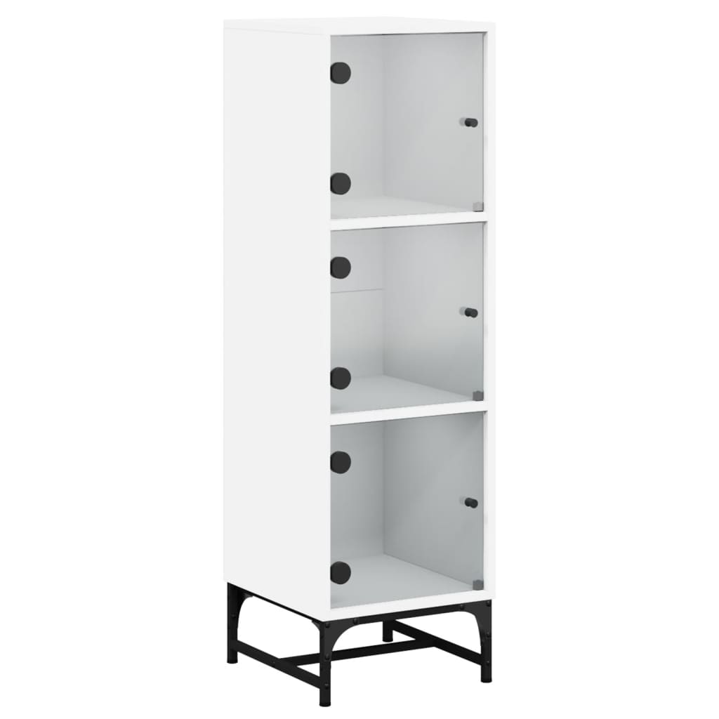 Buffet avec portes en verre blanc 35x37x120 cm - XIOS