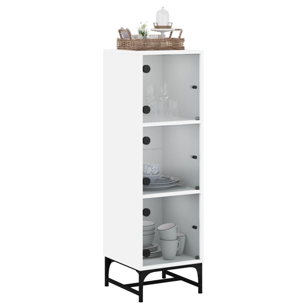 Buffet avec portes en verre blanc 35x37x120 cm - XIOS