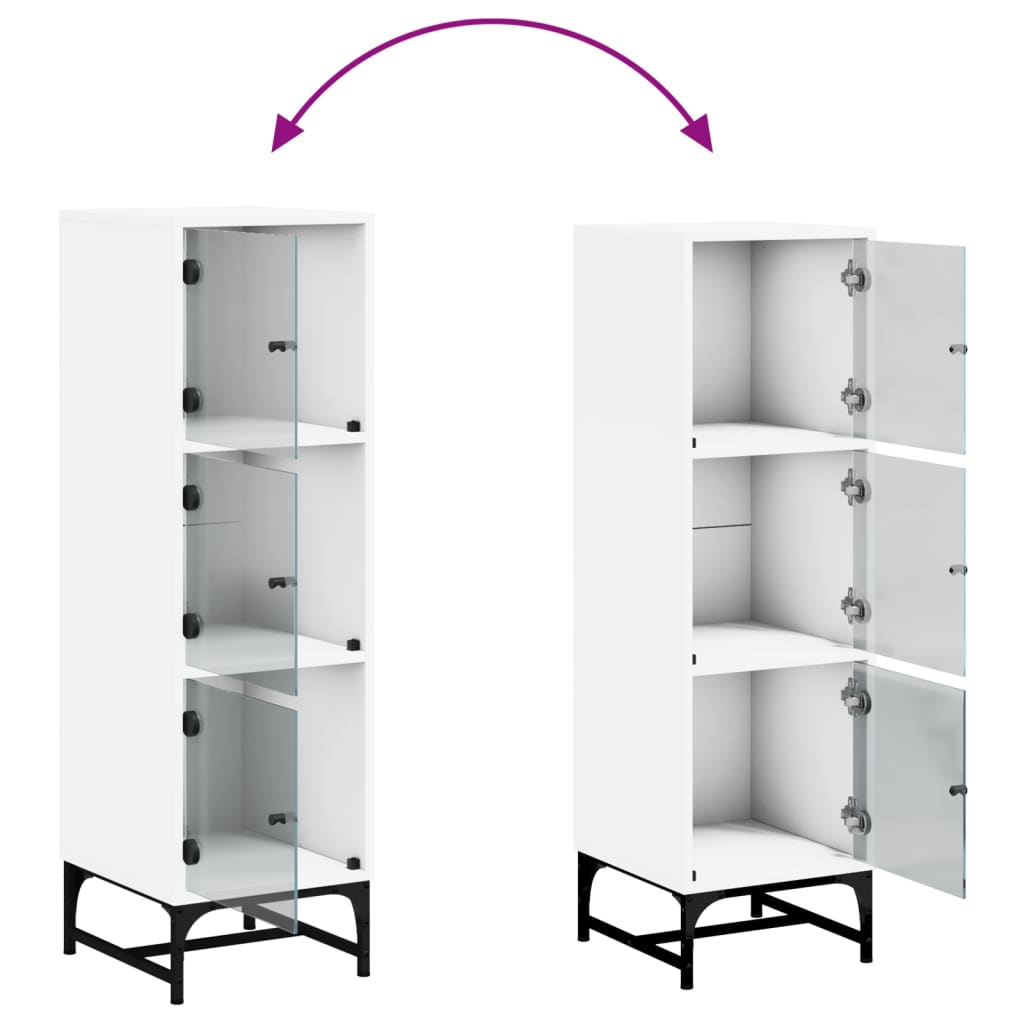 Buffet avec portes en verre blanc 35x37x120 cm - XIOS