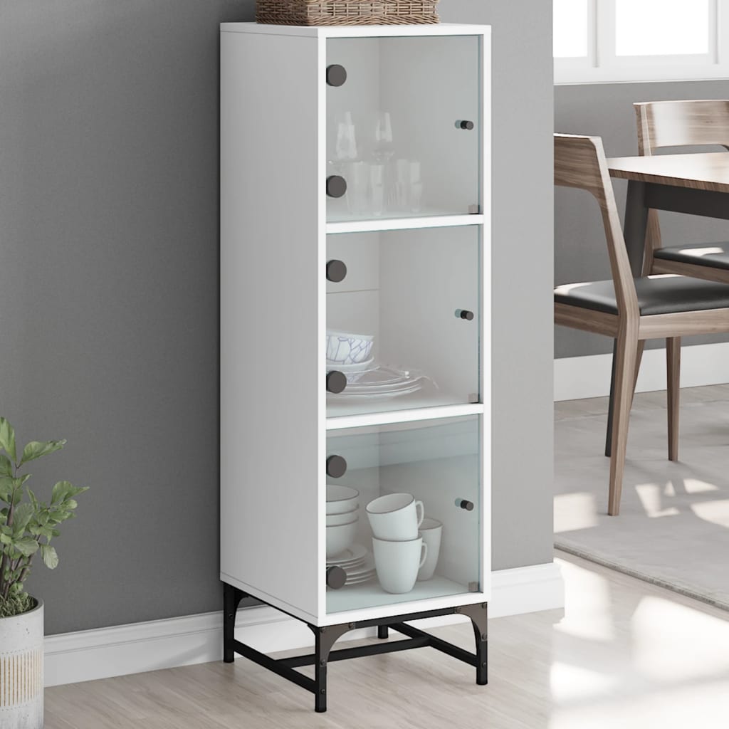 Buffet avec portes en verre blanc 35x37x120 cm - XIOS