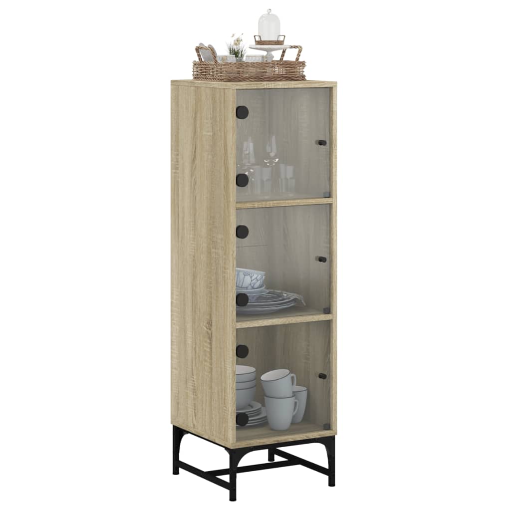 Buffet avec portes en verre chêne sonoma 35x37x120 cm - XIOS