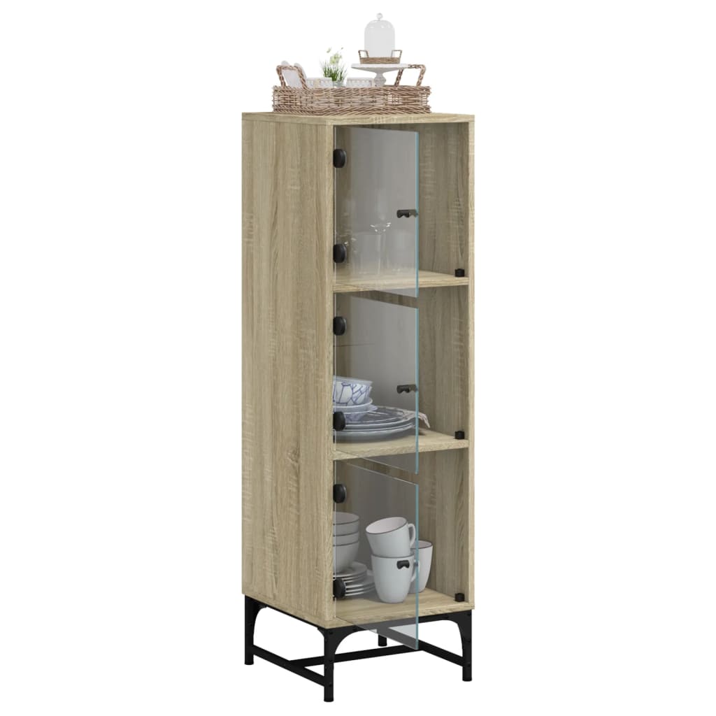 Buffet avec portes en verre chêne sonoma 35x37x120 cm - XIOS