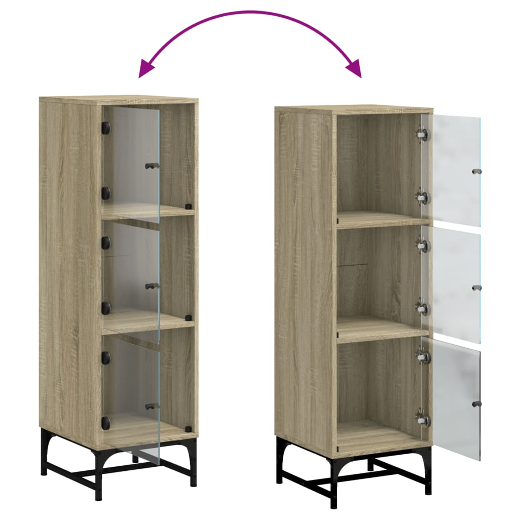 Buffet avec portes en verre chêne sonoma 35x37x120 cm - XIOS