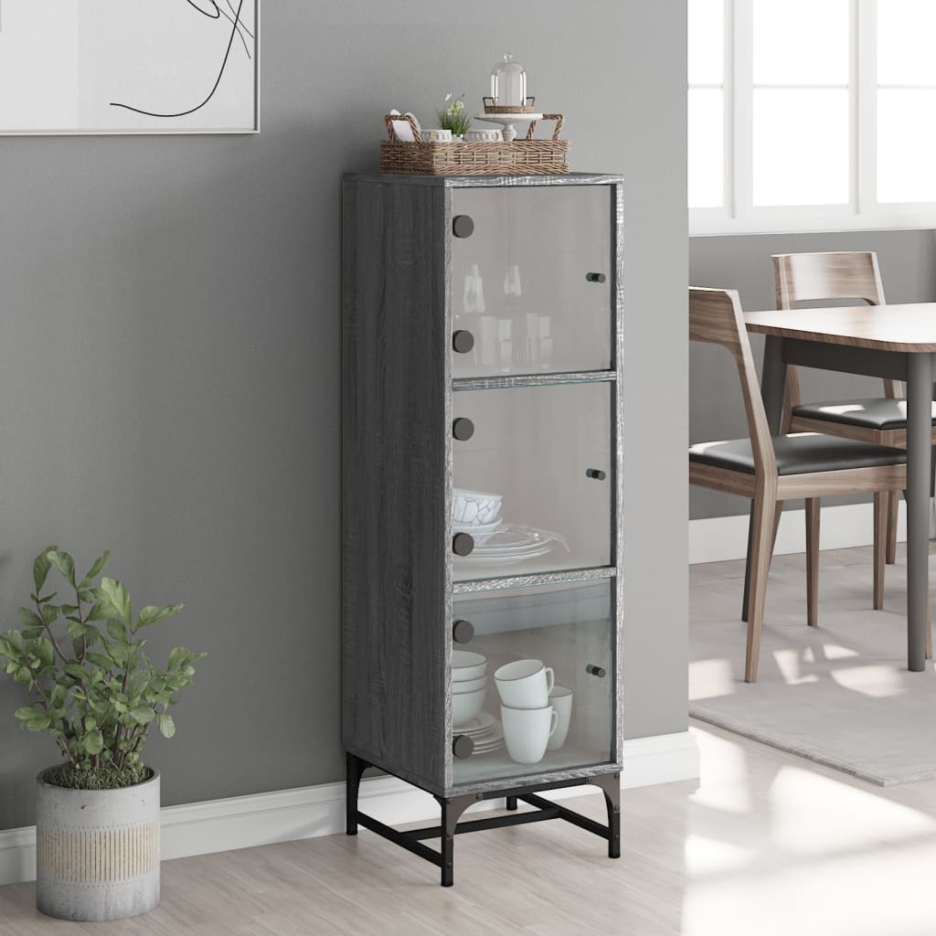 Buffet avec portes en verre sonoma gris 35x37x120 cm - XIOS