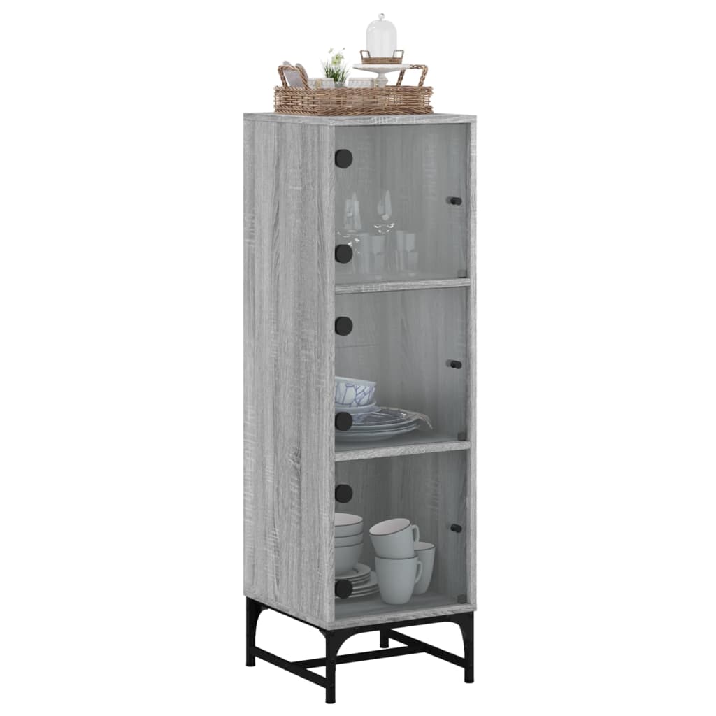 Buffet avec portes en verre sonoma gris 35x37x120 cm - XIOS