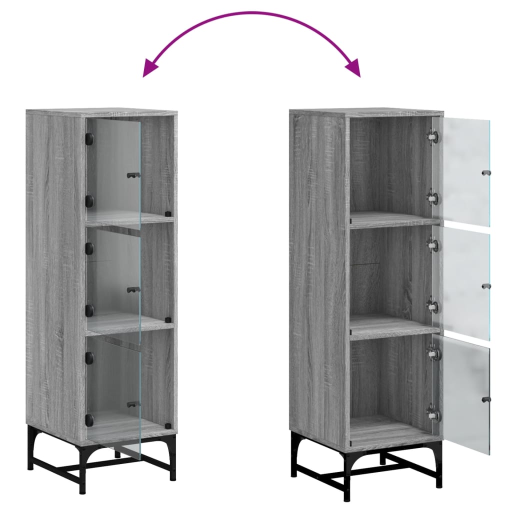 Buffet avec portes en verre sonoma gris 35x37x120 cm - XIOS