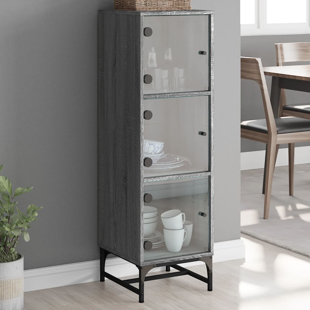 Buffet avec portes en verre sonoma gris 35x37x120 cm - XIOS
