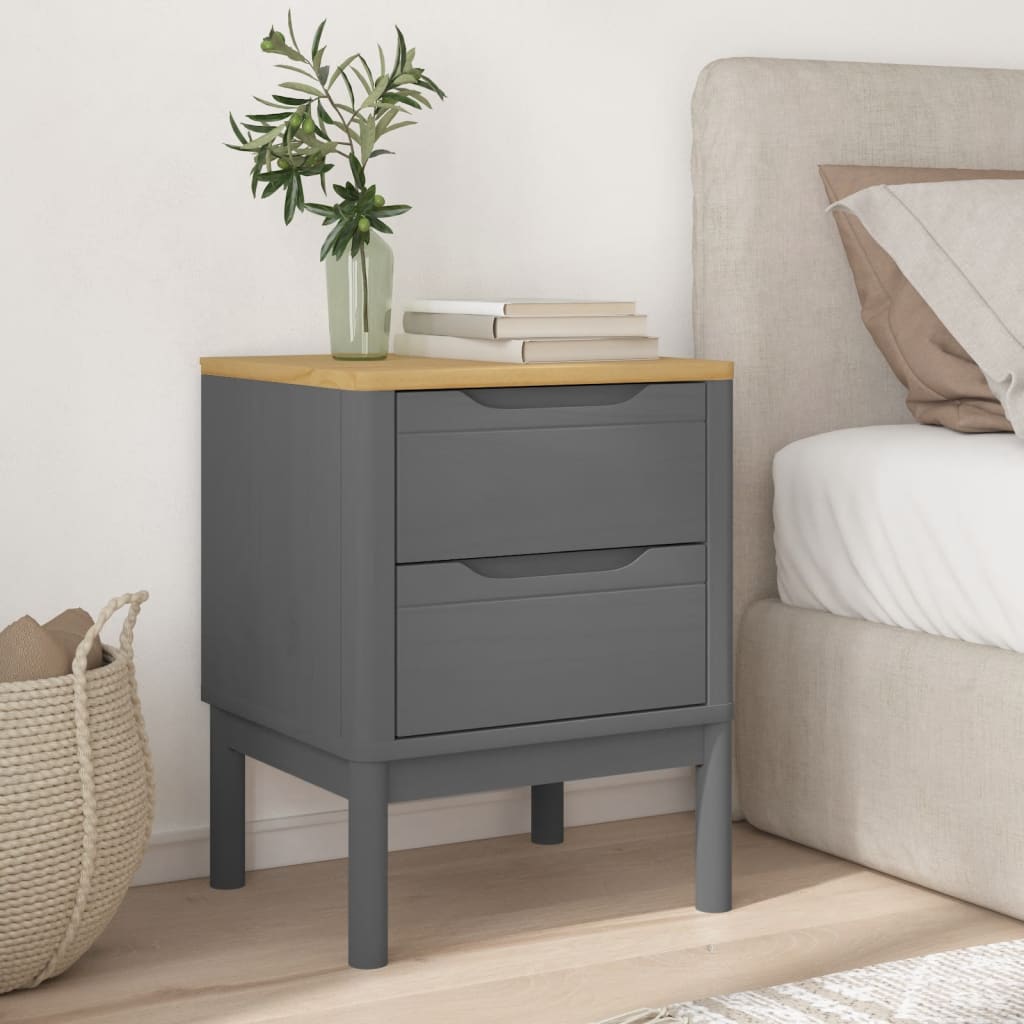 Table de chevet FLORO gris 45x39x57 cm bois de pin massif - XIOS