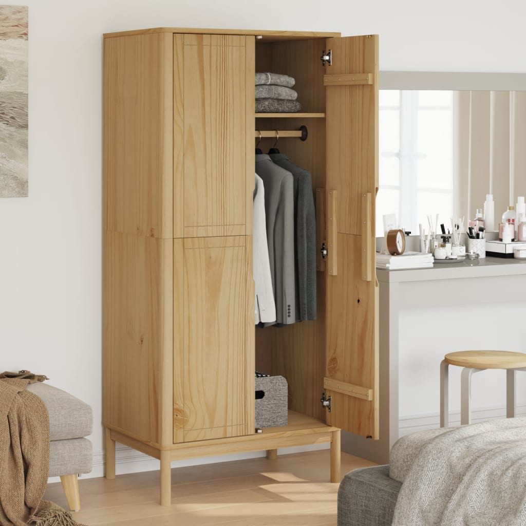 Garde-robe FLORO cire marron 77x53x171 cm bois massif de pin - XIOS