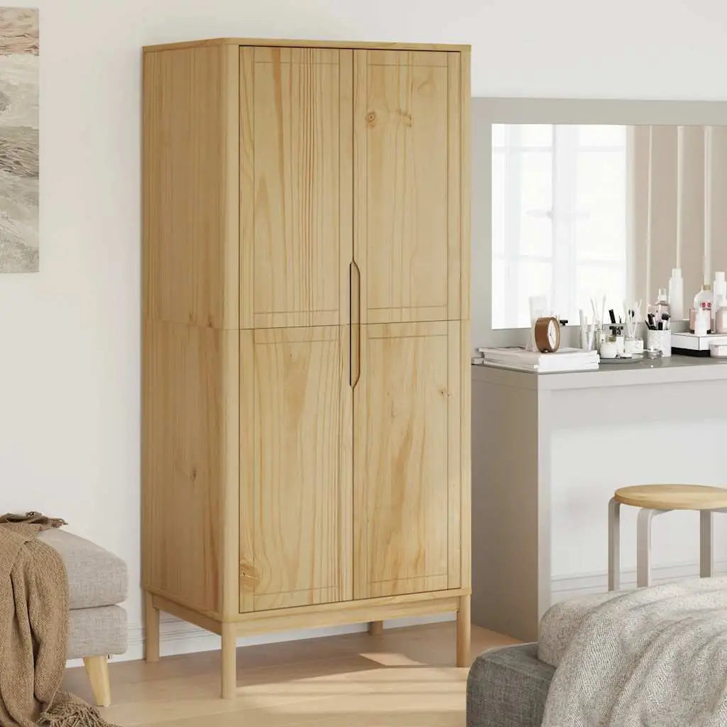 Garde-robe FLORO cire marron 77x53x171 cm bois massif de pin - XIOS