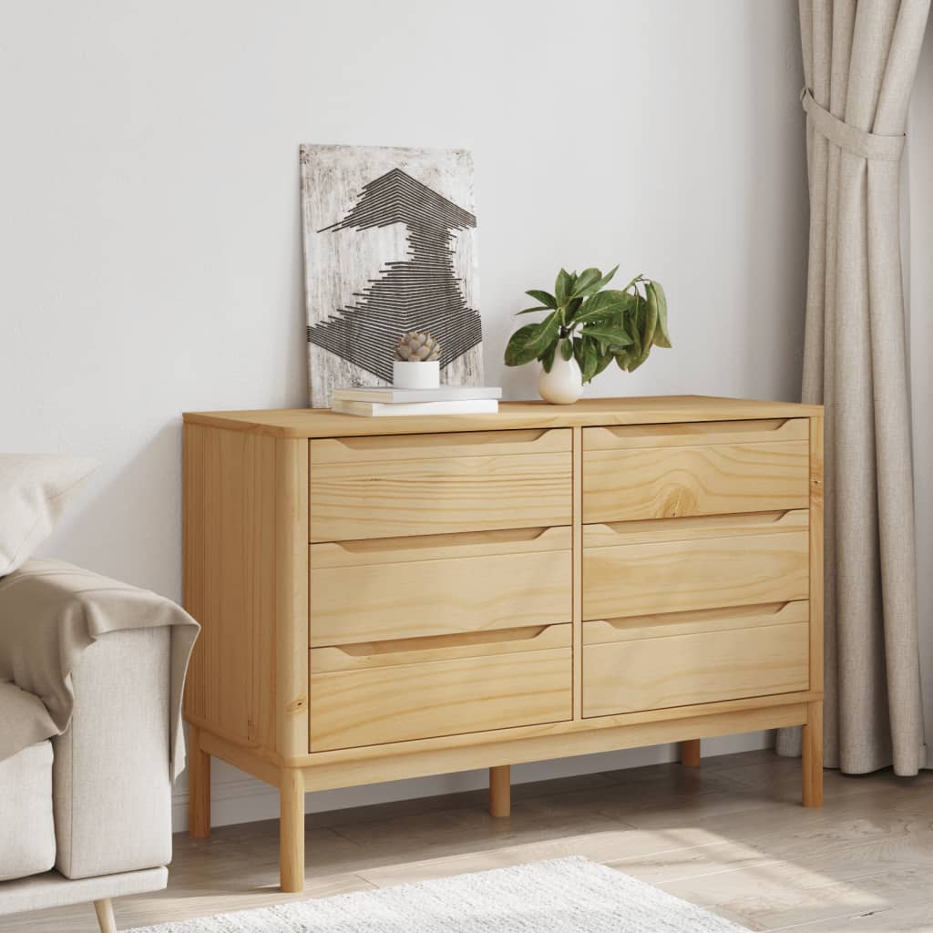 Commode FLORO cire marron bois de pin massif - XIOS