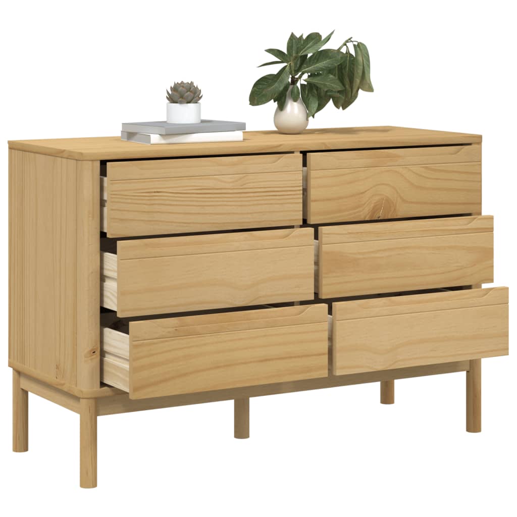 Commode FLORO cire marron bois de pin massif - XIOS