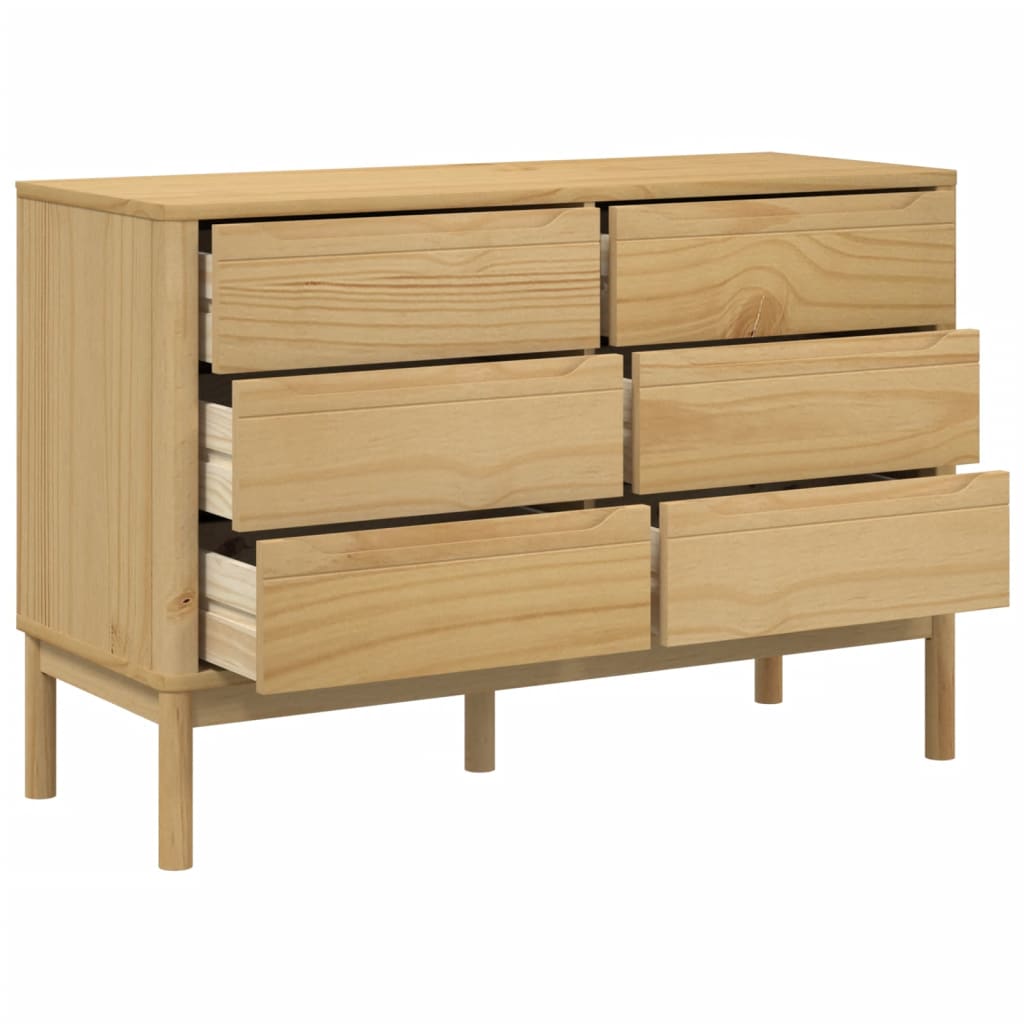 Commode FLORO cire marron bois de pin massif - XIOS