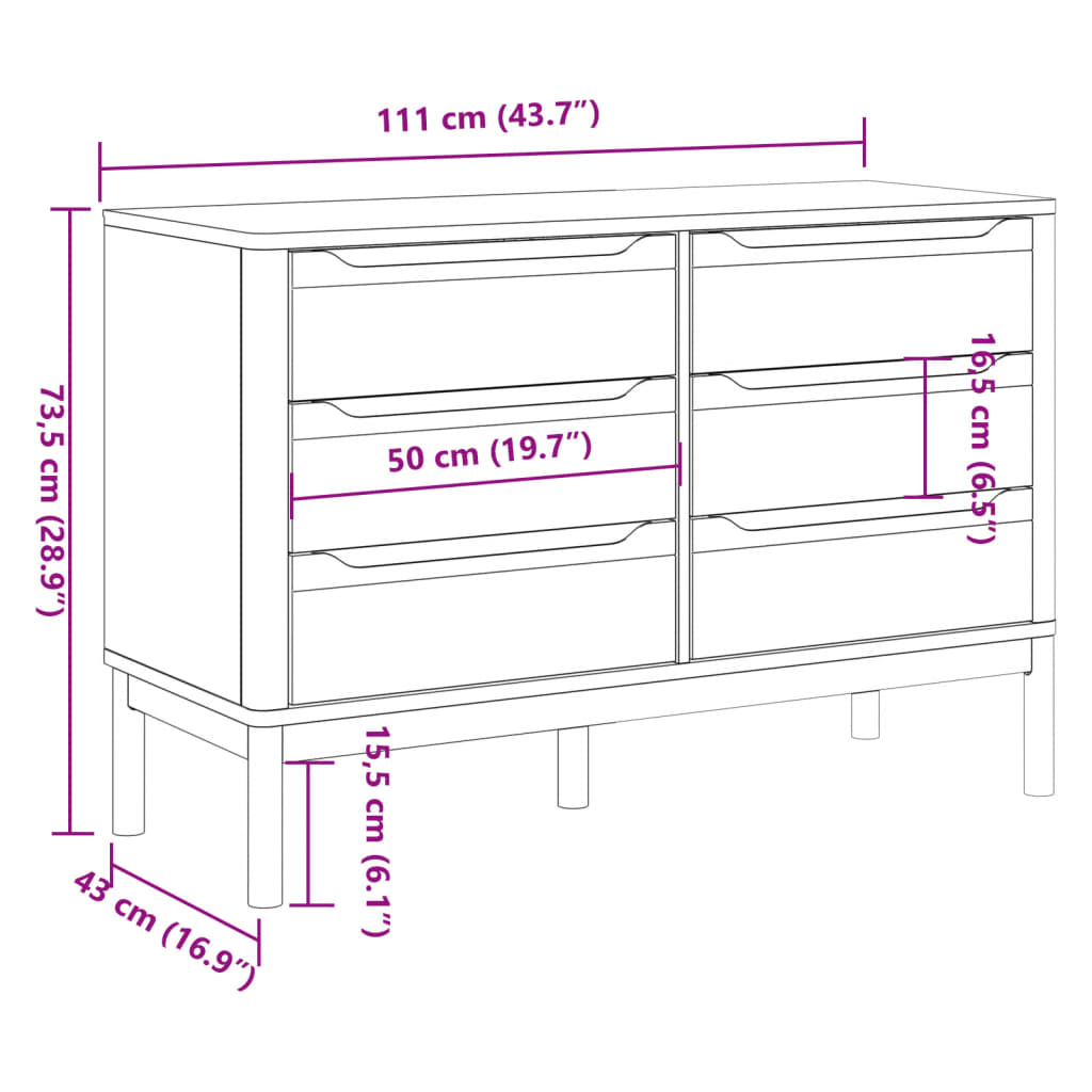Commode FLORO blanc bois de pin massif - XIOS