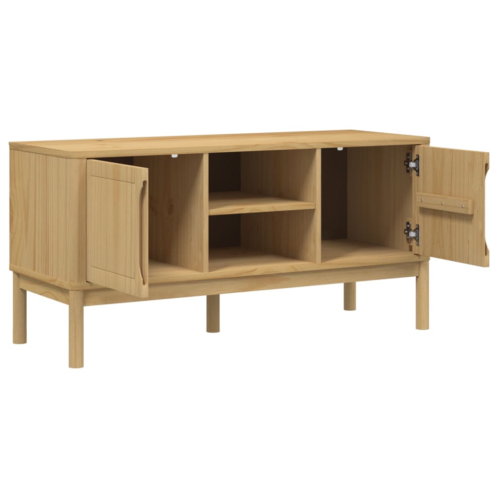 Meuble TV FLORO cire marron 114x43x55 cm bois massif de pin Meubles TV vidaXL   