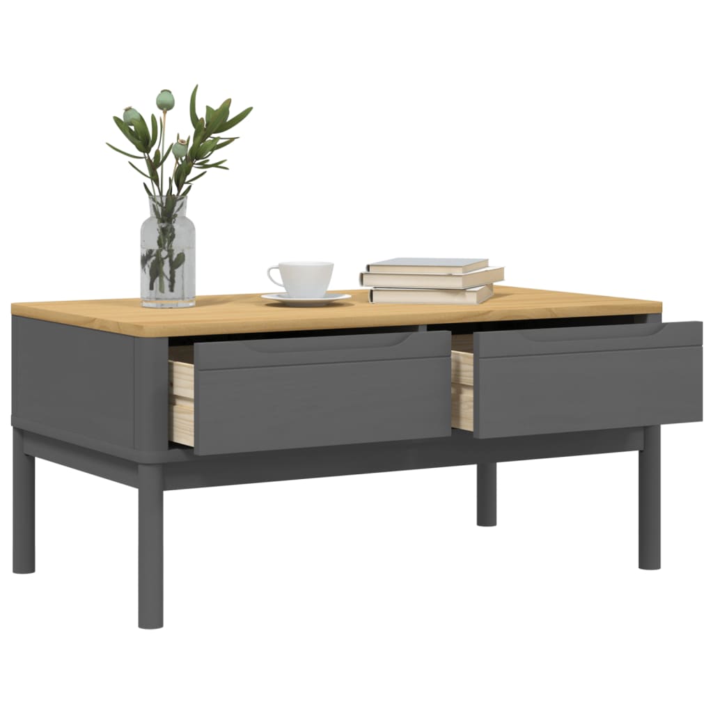 Table basse FLORO gris 99x55,5x45 cm bois massif de pin - XIOS