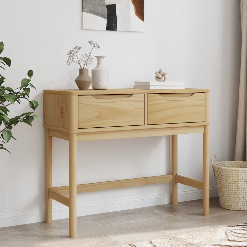 Table console FLORO marron cire 89,5x36,5x73 cm pin massif - XIOS