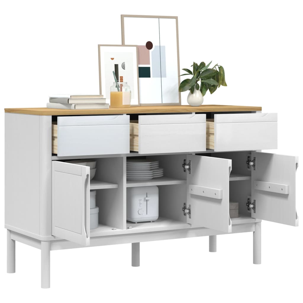 Buffet FLORO blanc 114x43x74 cm bois massif de pin - XIOS