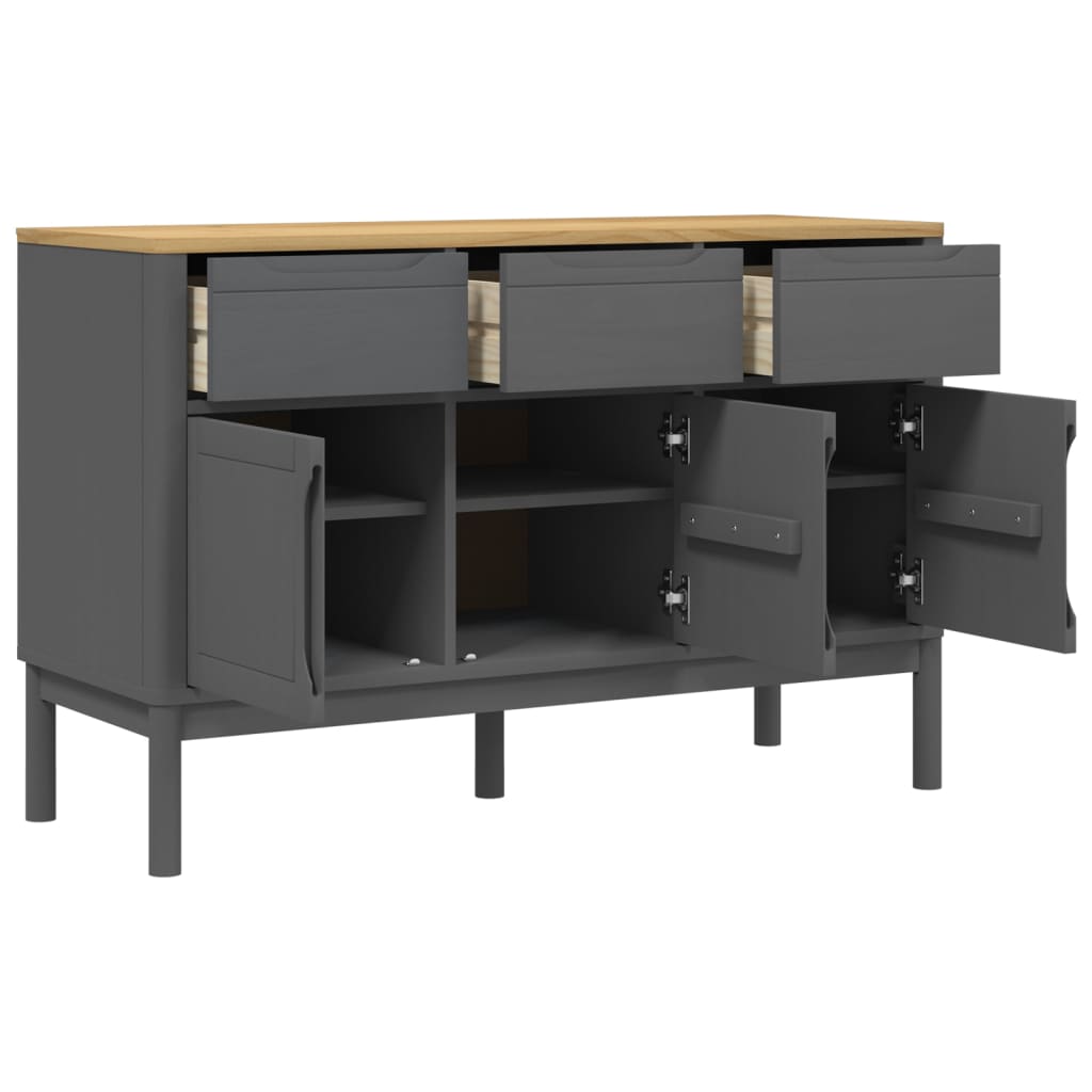 Buffet FLORO gris 114x43x74 cm bois massif de pin