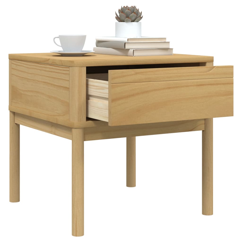 Table de chevet FLORO marron cire 55x55x54 cm pin massif - XIOS